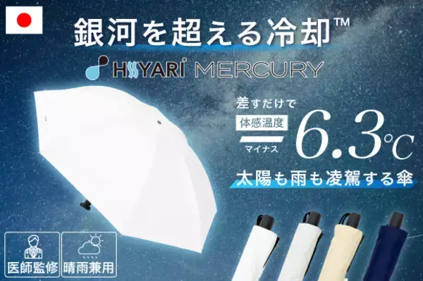「最先端の傘『HIYARI MERCURY』予約販売を開始」の画像