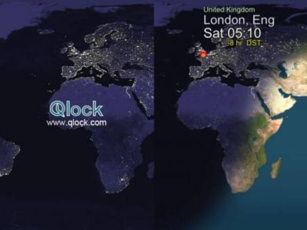 地球上で 昼 夜 の場所と時間がわかる Qlock 10年10月22日 エキサイトニュース