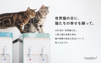 【世界猫の日に、猫たちの幸せを願って。】 コスモウォーター「にゃんモデル」×フェリシモ「猫部」が コラボキャンペーンを実施