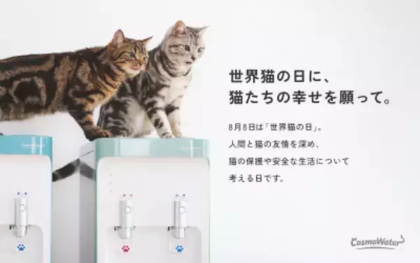 【世界猫の日に、猫たちの幸せを願って。】 コスモウォーター「にゃんモデル」×フェリシモ「猫部」が コラボキャンペーンを実施