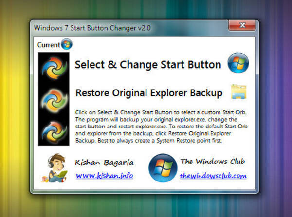 スタートボタンアイコンのデザインを変えられる Windows 7 Start