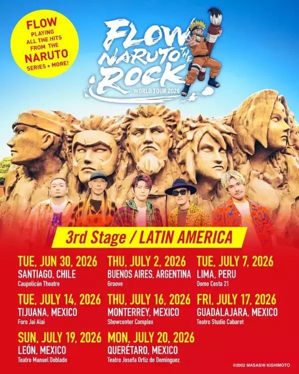 FLOW×NARUTOの最強タッグ、世界の熱狂を受け中南米へ！「FLOW WORLD TOUR 2026 “NARUTO THE ROCK” 中南米ツアー開催決定!!!