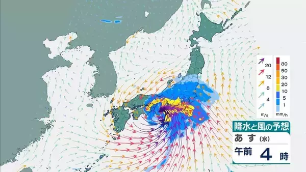 「【台風6号】３日明け方から朝に近畿地方に最接近か　進路によっては警報級の大雨のおそれも…奈良・和歌山・徳島などで「線状降水帯半日前予測」発表　和歌山で「最大３００ミリ」予想【雨と風の最新シミュレーション】」の画像
