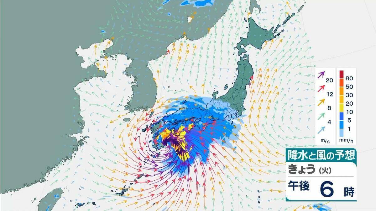 【台風6号】３日明け方から朝に近畿地方に最も接近か　進路によっては警報級の大雨のおそれも…和歌山・徳島などで「線状降水帯半日前予測」発表　奈良・和歌山・徳島で最大２５０ミリ予想【雨と風の最新シミュレーション】