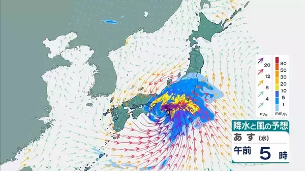 「【台風6号】３日明け方から朝に近畿地方に最接近か　進路によっては警報級の大雨のおそれも…奈良・和歌山・徳島などで「線状降水帯半日前予測」発表　和歌山で「最大３００ミリ」予想【雨と風の最新シミュレーション】」の画像