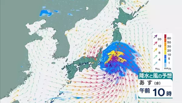 「【台風6号】３日明け方から朝に近畿地方に最接近か　進路によっては警報級の大雨のおそれも…奈良・和歌山・徳島などで「線状降水帯半日前予測」発表　和歌山で「最大３００ミリ」予想【雨と風の最新シミュレーション】」の画像