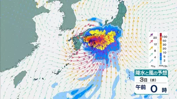 「【台風6号】３日明け方から朝に近畿地方に最接近か　進路によっては警報級の大雨のおそれも…奈良・和歌山・徳島などで「線状降水帯半日前予測」発表　和歌山で「最大３００ミリ」予想【雨と風の最新シミュレーション】」の画像