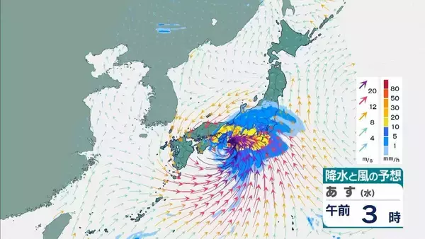 「【台風6号】３日明け方から朝に近畿地方に最接近か　進路によっては警報級の大雨のおそれも…奈良・和歌山・徳島などで「線状降水帯半日前予測」発表　和歌山で「最大３００ミリ」予想【雨と風の最新シミュレーション】」の画像