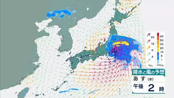「【台風6号】３日明け方から朝に近畿地方に最接近か　進路によっては警報級の大雨のおそれも…奈良・和歌山・徳島などで「線状降水帯半日前予測」発表　和歌山で「最大３００ミリ」予想【雨と風の最新シミュレーション】」の画像