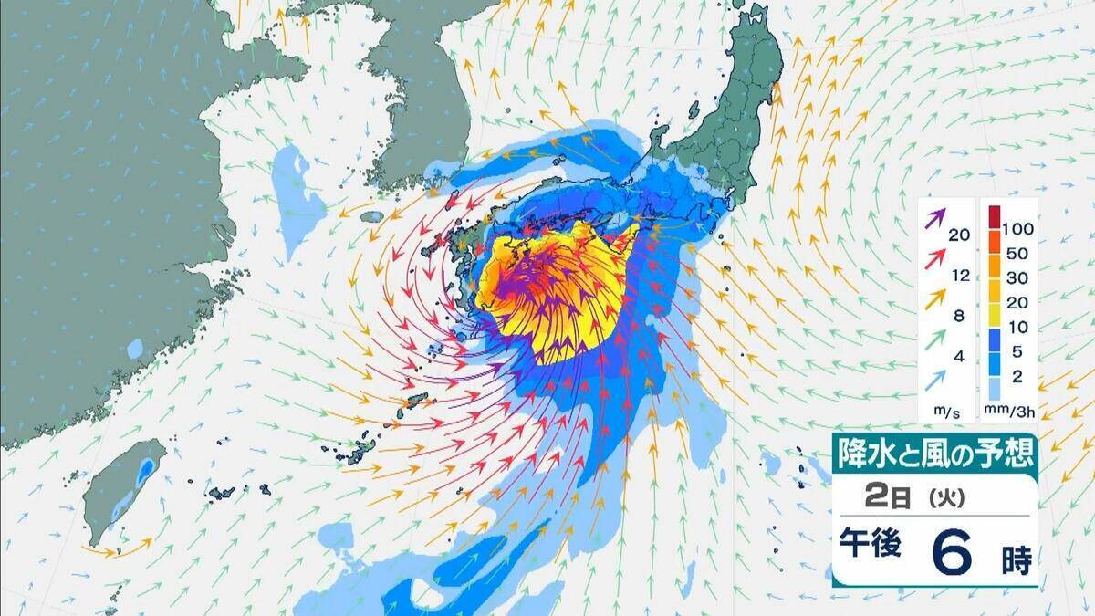 【台風6号】３日明け方から朝に近畿地方に最も接近か　進路によっては警報級の大雨のおそれも…和歌山・徳島などで「線状降水帯半日前予測」発表　奈良・和歌山・徳島で最大２５０ミリ予想【雨と風の最新シミュレーション】