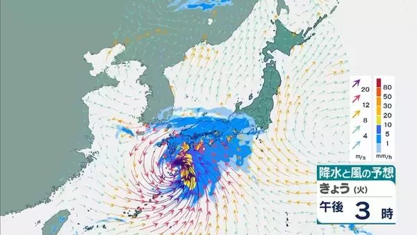 「【台風6号】３日明け方から朝に近畿地方に最接近か　進路によっては警報級の大雨のおそれも…奈良・和歌山・徳島などで「線状降水帯半日前予測」発表　和歌山で「最大３００ミリ」予想【雨と風の最新シミュレーション】」の画像
