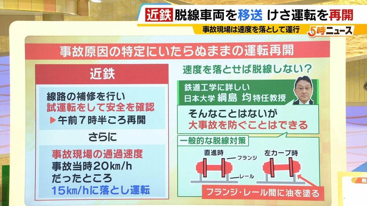 【近鉄京都線】前日の“始発脱線”から約26時間後…全線で運転を再開　原因解明には至らず　国の事故調査に1年超かかる？専門家「小さな原因が重なり合った可能性」