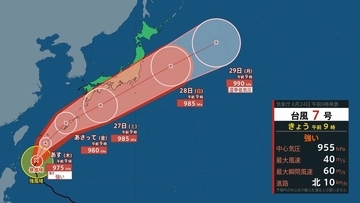 【台風情報】ダブル台風「7号＆8号」週末に本州へ接近か…近畿・関東地方には27日（土）ごろ近づく可能性【進路・雨風シミュレーション】