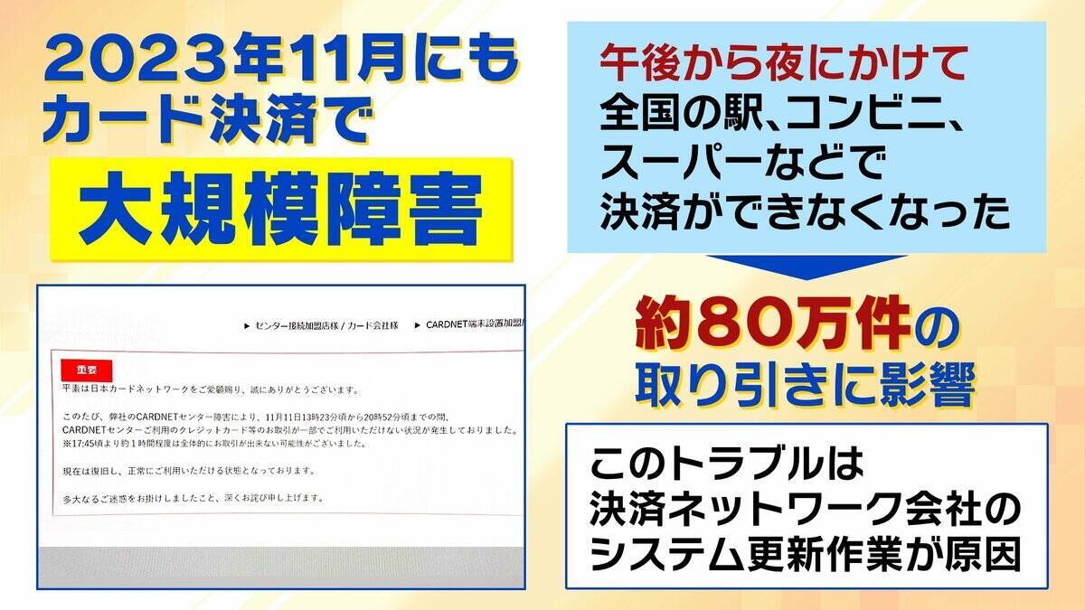 【クレカのシステム障害】朝からエラー相次ぐ　お金は不正に使われない？専門家「一般的には…」3年前の大規模障害では約80万件の取引に影響「複数の決済手段を持って」【解説】