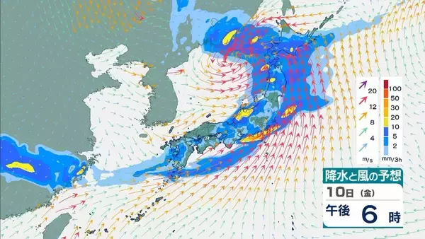 【低気圧が発達】あす10日は西日本で落雷や突風に注意　全国的に雨予報　12日ごろにかけ北日本で大荒れのおそれも【気象庁　雨と風シミュレーション】