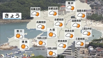 【近畿の天気】7/12(日)午後　厳しい暑さ続く…和歌山では熱中症警戒アラート発表