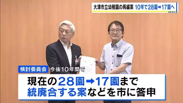 【大津市立幼稚園再編】１０年で２８→１７園に統廃合する案　専門家による検討委員会が答申　保護者らは撤回求める署名提出