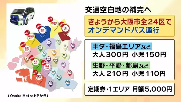 【呼べば来るバス！？】大阪市全域でオンデマンドバス運行開始　相次ぐ路線バスの廃止や減便“新たな移動手段”なるか　地方では“最後の砦”とも