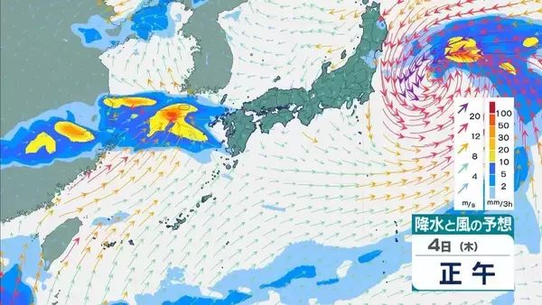 「【台風情報】暴風域を伴い3日午前中「近畿に接近か」2日夜から局地的に非常に激しい雨のおそれ　近畿南部で24時間で300ミリ予想も…進路などによっては「警報級大雨」の可能性【雨と風のシミュレーション】」の画像