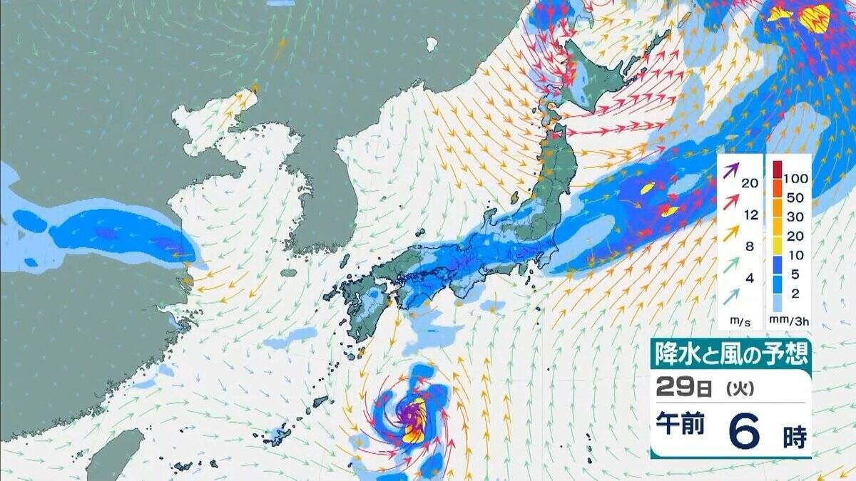 シルバーウィーク明けは雨に…“非常に強い”台風26号（スリゲ）は大東島地方に接近　暖かく湿った空気流れ込み近畿でも大気の状態不安定に【雨と風最新シミュレーション】