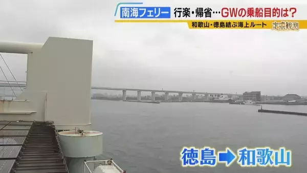 「【南海フェリー】渋滞とは無縁のおだやかな海の旅　行楽・帰省…GWに利用するのはどんな人？“出会って3週間”の3人組や就活生・世界一周中の外国人　利用者減少で撤退方針「寂しい気持ち」」の画像