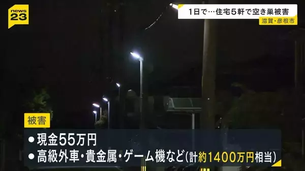 「【GW空き巣に注意】インターホンのモニター外し犯行隠蔽か　滋賀・彦根市で連続被害　高級外車や貴金属、ゲーム機など約1400万円相当　在宅時も施錠を！　」の画像
