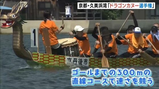 “ドラゴンカヌー”が白熱レース！約７０クルーが３００ｍのコースで速さ競う　京都・京丹後市