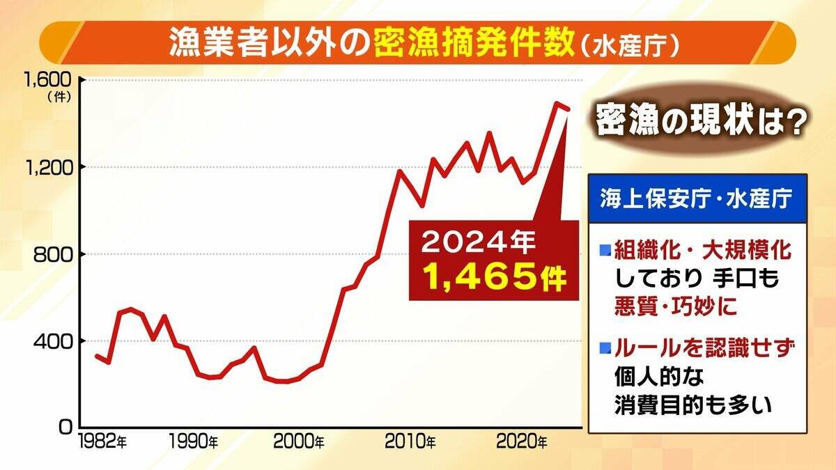 【摘発の瞬間】「持って帰らへん、逃がすから」「いやいやいや」網袋にサザエなど約200個　何をとったら密漁？→ワカメやアサリも　密漁疑いでレジャー客ら19人摘発　京都・京丹後市