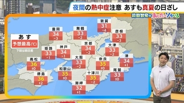 【近畿の天気】16日（木）は蒸し暑さ続く　夜間の熱中症にも要警戒　夕立もほぼ発生せず傘の出番はなさそう