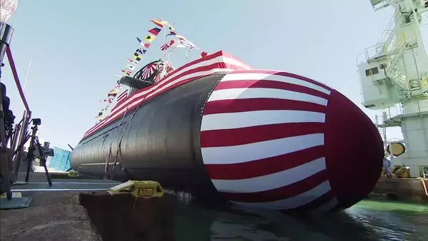 国内最大級の潜水艦「しょうげい」の進水式　高い探知能力と静寂性の向上を実現　28年3月頃に海自に引き渡し予定　三菱重工