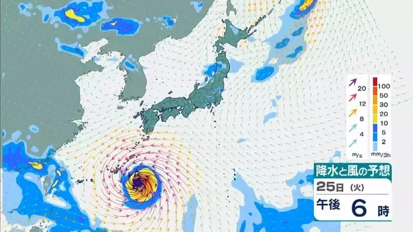 「台風18号（ソウデル）は「非常に強い」勢力へ　最大瞬間風速は70m/sにまで　住宅が倒壊するおそれも　沖縄地方は24日以降、荒天に【雨と風最新シミュレーション】」の画像