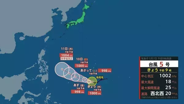 台風５号（ハグピート）が発生　フィリピン近海　今年は7年ぶり1月に1号　毎月ひとつ発生して早くも台風第5号