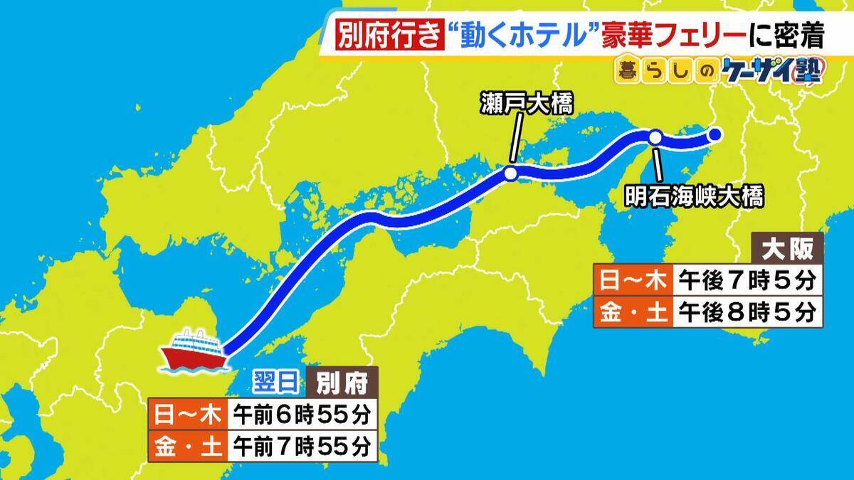 ゆったりと心地良い船旅はＧＷにぴったり？フェリー『さんふらわあ くれない 』に乗ってみた！大阪－別府を結ぶ豪華な“動くホテル”　ペットＯＫの客室や「１人でも泊まりやすい」相部屋タイプなど２０種類以上の部屋を用意