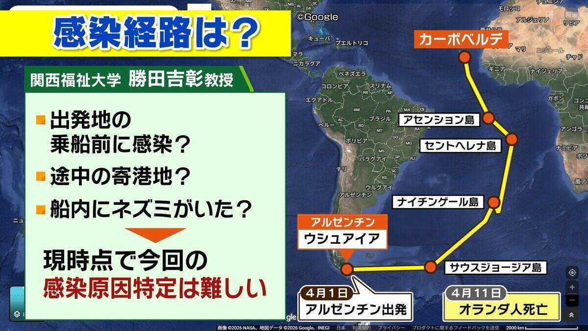 【ハンタウイルス】乗客下船で感染拡大は？新型コロナのような大流行は「現時点では可能性低いが変異に注視」「感染は家族など長時間密接している場合が多い」　渡航医学の専門家解説