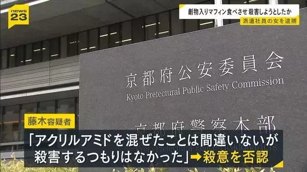 劇物指定の化学物質「アクリルアミド」をマフィンに混ぜ…知人に食べさせ殺害しようとしたか　京都市