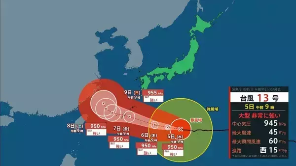 「【台風13号（ドルフィン）】強い勢力で沖縄・奄美へ接近か　被災地・熊本では週後半に雨の可能性…土砂災害に要警戒　日本のはるか南東で“台風のたまご”発生…6日午前には台風に発達か【雨風シミュレーション】」の画像