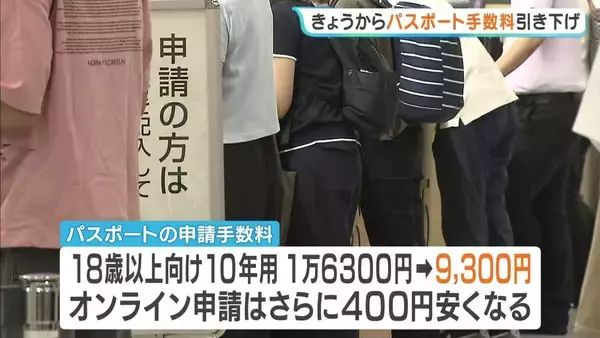 パスポート申請手数料　きょう7/1から1万6300円→9300円に「安くなるのを狙って来た」窓口に行列　大阪府「急いでいない人は時期ずらして」