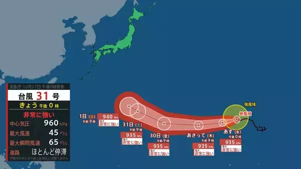 【台風情報】台風31号「インファ」は非常に強い勢力を保ったまま小笠原近海へ　本州の太平洋沿岸は来週以降うねり伴った高波に注意