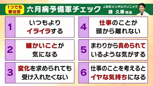 「【六月病】梅雨の気候で心身不調　４月のストレス⇒５月に我慢⇒６月に表面化…「悪化してうつ病の人も」五月病との違いは？予防法＆対策法を解説」の画像