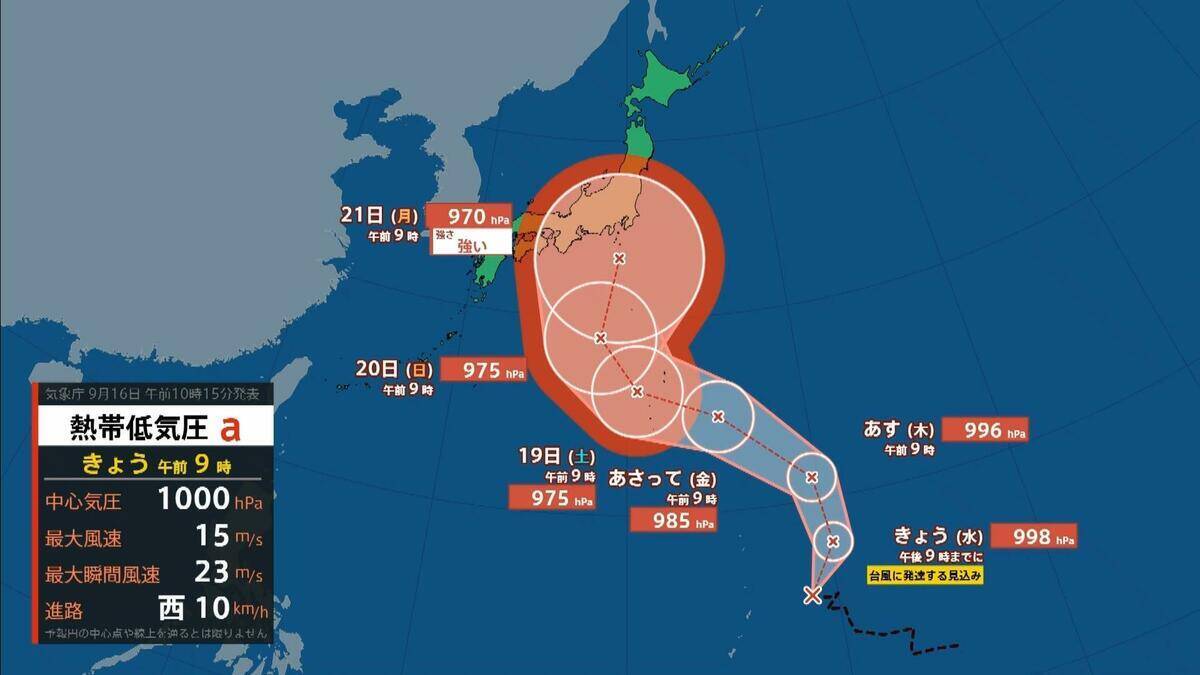 【台風25号発生へ】熱帯低気圧『台風のたまご』が発達しながら北上中…徐々に東に曲がる予報　強い勢力で日本の南へ　シルバーウィーク中盤は広い範囲で荒天のおそれ