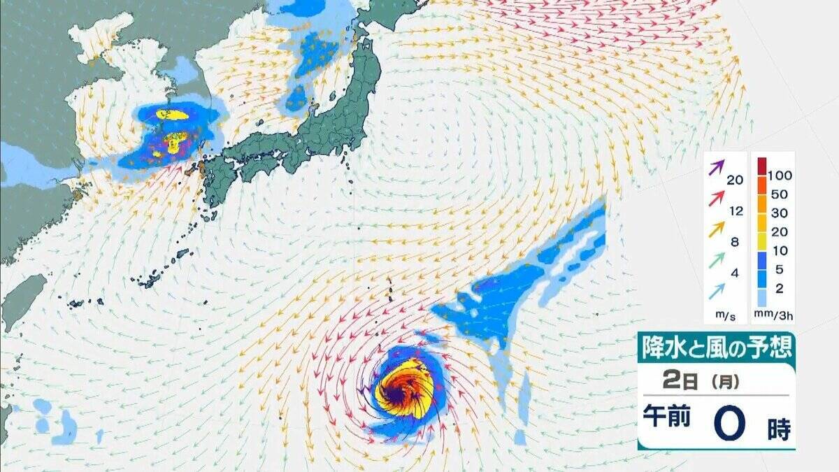 【台風情報】非常に強い勢力のまま、日本の南をさらに西へ　台風31号「インファ」3日午前にかけてずっと940ヘクトパスカル予報　最大瞬間風速は“木造住宅が倒壊し始める”65メートル