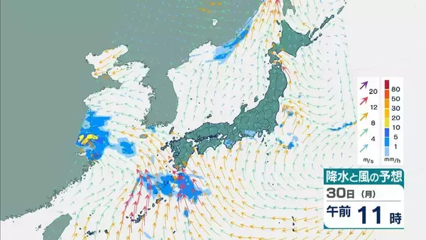 「【春の嵐】31日は通勤時間帯の強風に注意！ 近畿で最大20メートルの風予想　淡路島に警報発表の可能性【気象庁　雨と風シミュレーション】」の画像