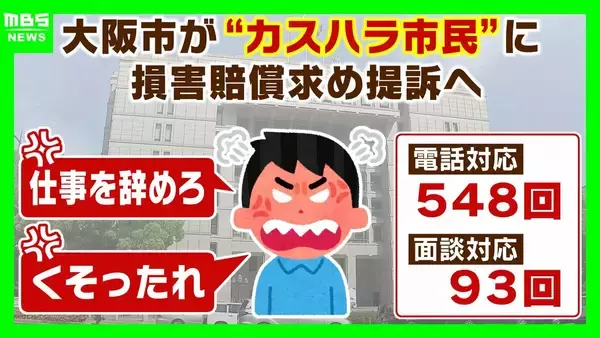 「くそったれ」「仕事を辞めてしまえ」電話や面談６００回以上…『カスハラ』市民を大阪市が提訴へ 対応分の給与約４０万円求める