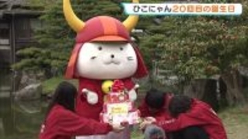 「ひこにゃん」20回目の誕生日！バースデーケーキに大喜び　お祝いイベントに全国からファン駆けつける　滋賀・彦根市