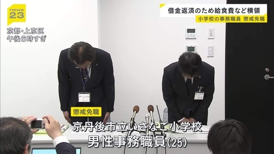 【懲戒免職】給食費など250万円横領…小学校勤務の事務職員を処分「車やパソコン購入に使った」　女子生徒にわいせつ行為した中学校講師も…　京都府教育委員会