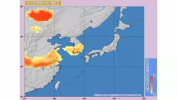 「【黄砂情報】11日ー12日に日本に黄砂接近か　いつどのあたりに？気象庁が予測【黄砂シミュレーション】」の画像