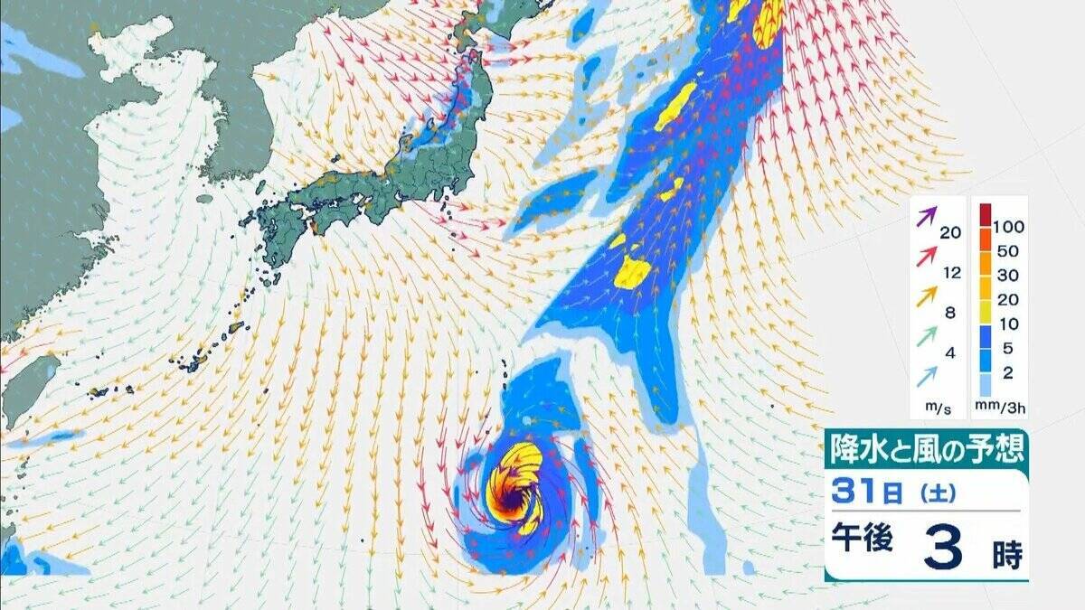 【台風情報】4日には日本の南で頭を起こし「北寄り」に　非常に強い台風31号「インファ」　最大瞬間風速は“木造住宅が倒壊し始める”65メートル