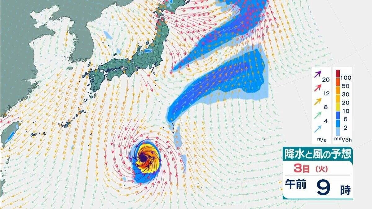 【台風情報】4日には日本の南で頭を起こし「北寄り」に　非常に強い台風31号「インファ」　最大瞬間風速は“木造住宅が倒壊し始める”65メートル