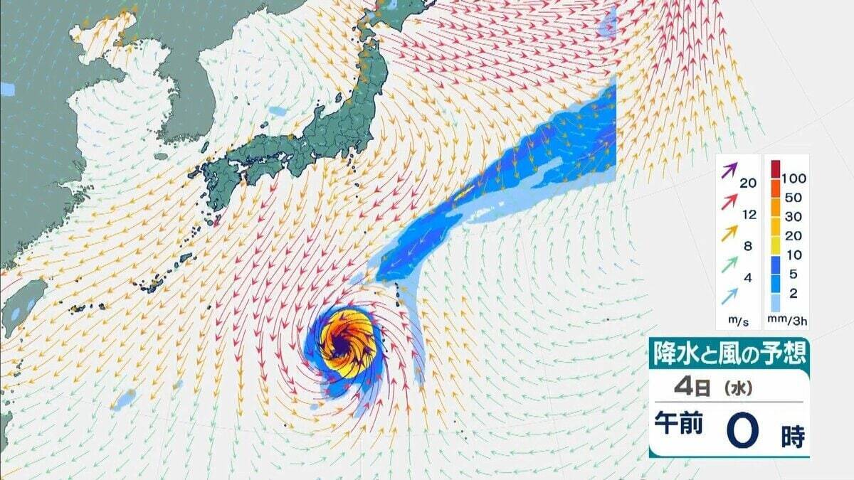 【台風情報】4日には日本の南で頭を起こし「北寄り」に　非常に強い台風31号「インファ」　最大瞬間風速は“木造住宅が倒壊し始める”65メートル