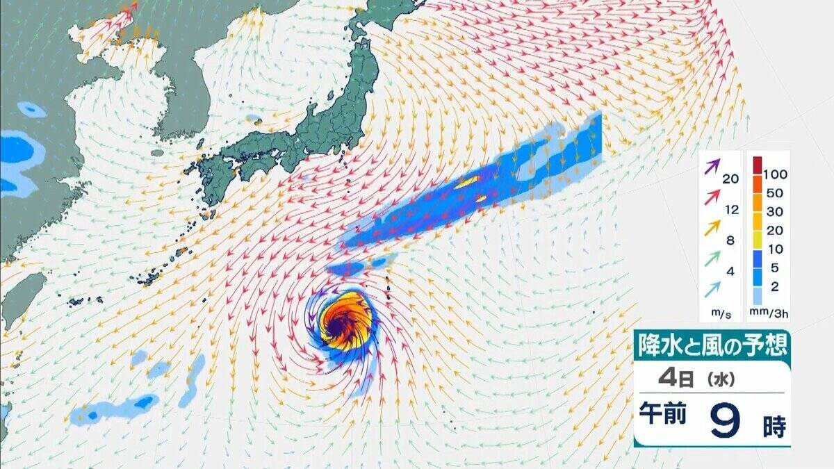 【台風情報】4日には日本の南で頭を起こし「北寄り」に　非常に強い台風31号「インファ」　最大瞬間風速は“木造住宅が倒壊し始める”65メートル